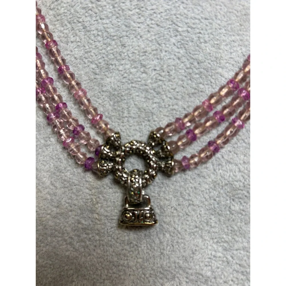 #7. Multi-strand Pink & Purple Beaded Necklacec